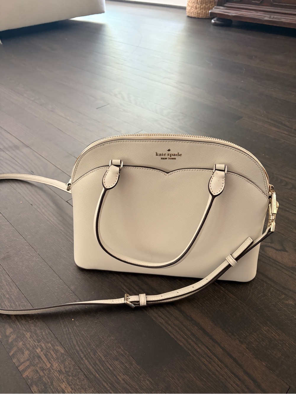 kate spade Cream Saffiano Leather Dome Crossbody Bag